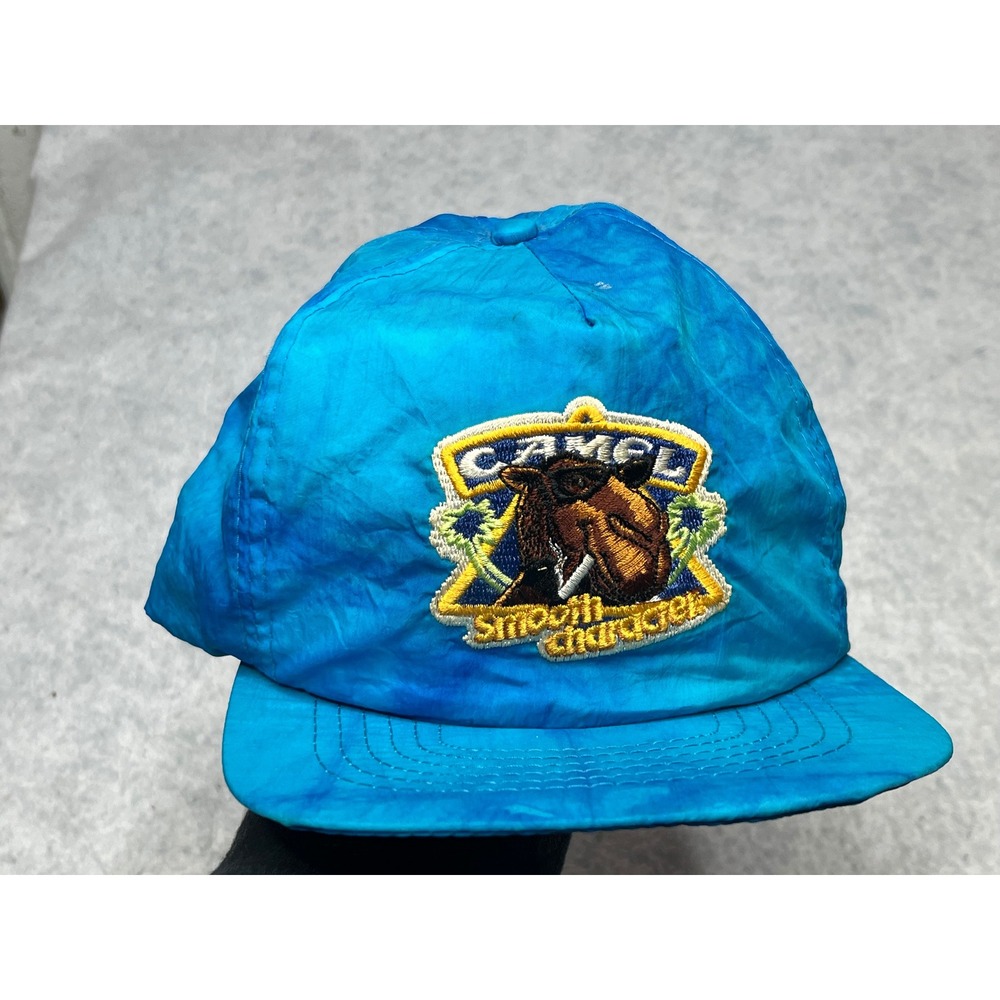 Vintage Joe Camel Smooth Character Blue Tie Dye Snapback Hat 90s Promo‎ Cap 80s